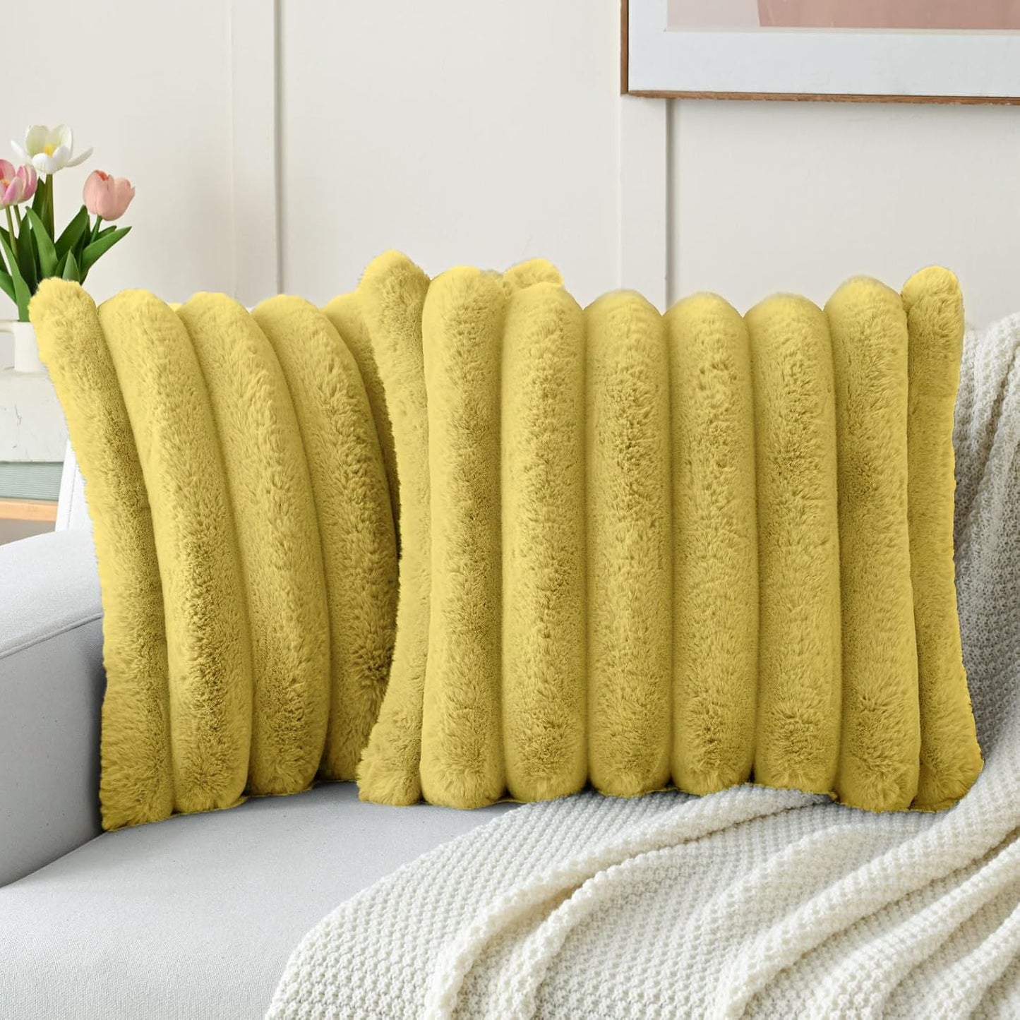 FUTEI Mustard Yellow Decorative Throw Pillow Covers for Home