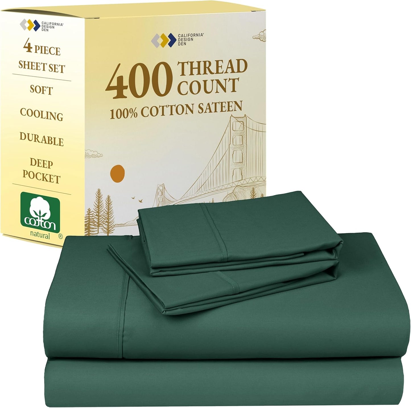 California Design Den King Size Cotton Sheets Set for Comfort