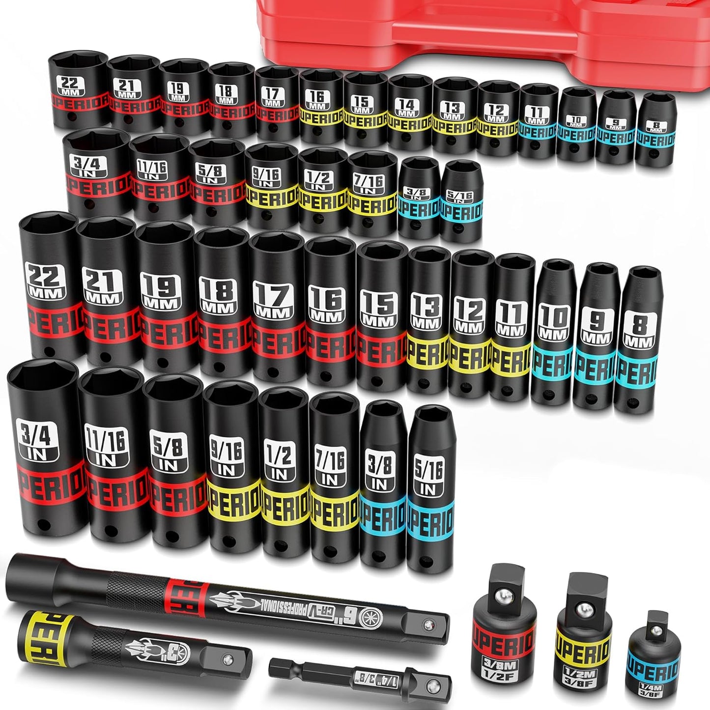 3/8 Drive Impact Socket Set for Automotive Repair & Maintenance