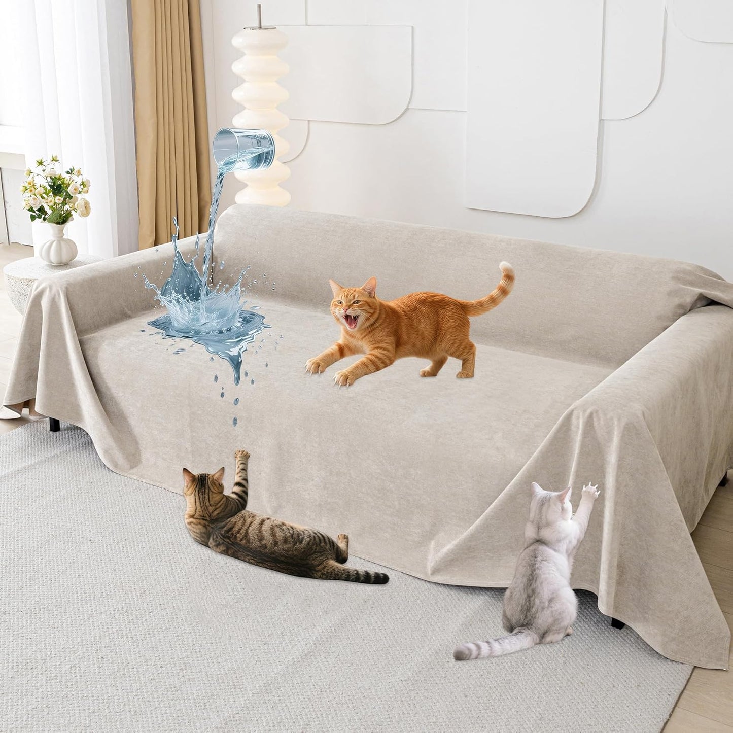 Cat Scratch Furniture Protector - Waterproof Anti-Slip Cover