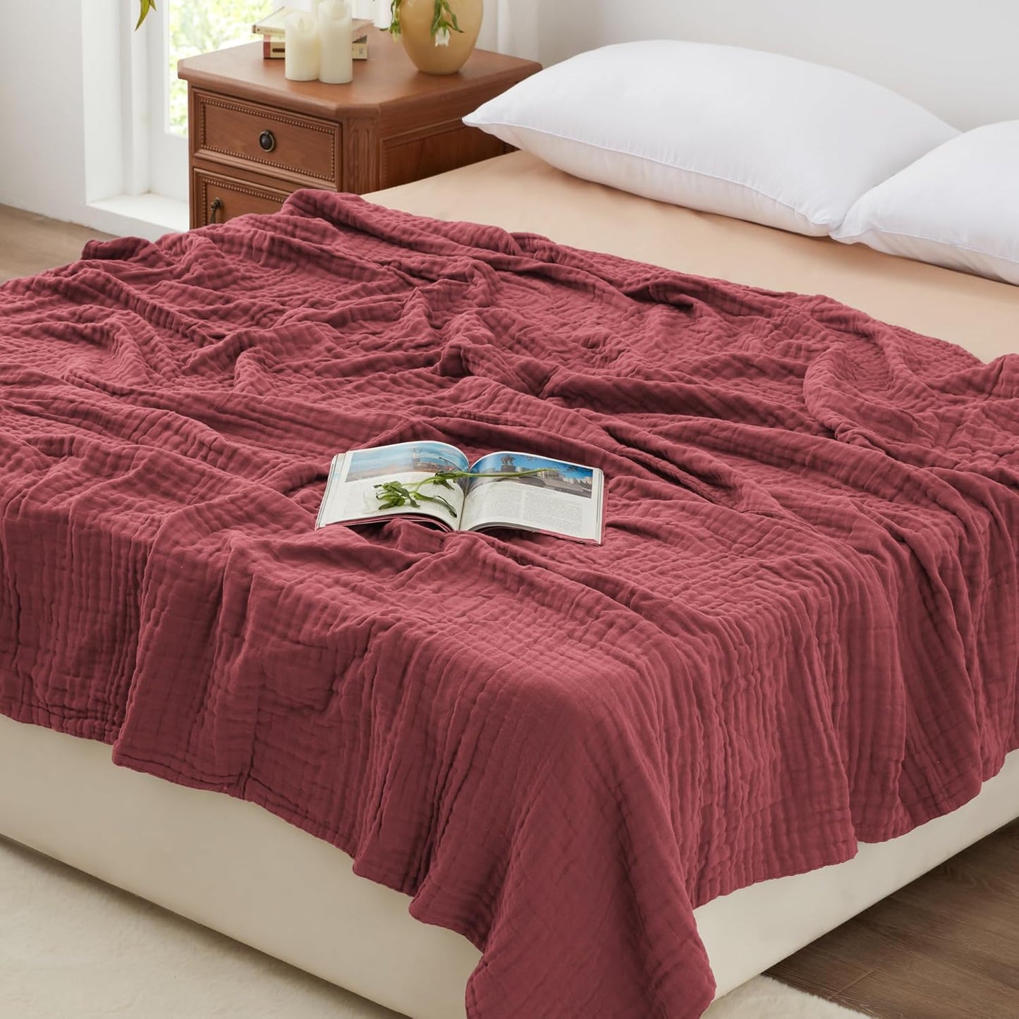 Love's Cabin 6 Layer Cotton Muslin Blanket for Cozy Comfort