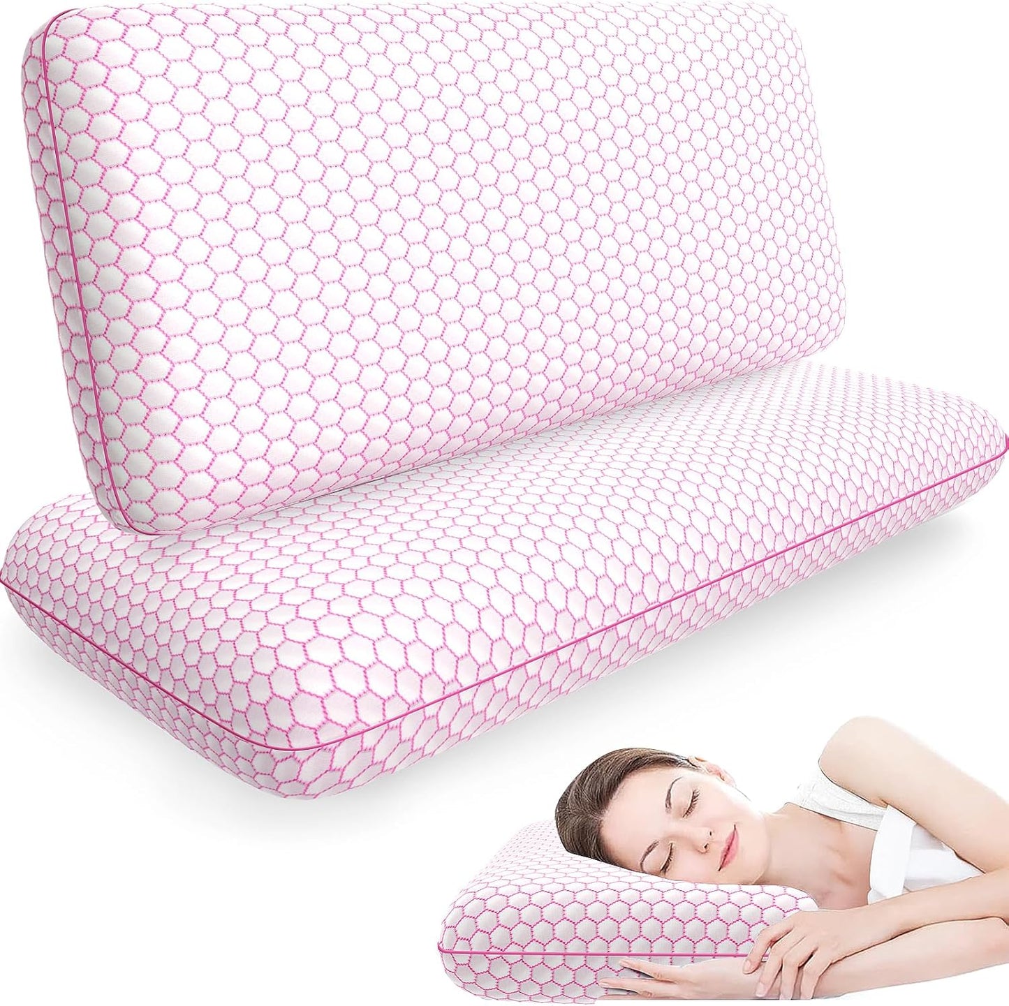CushyOasis Memory Foam Pillows for All Sleepers - Set of 2