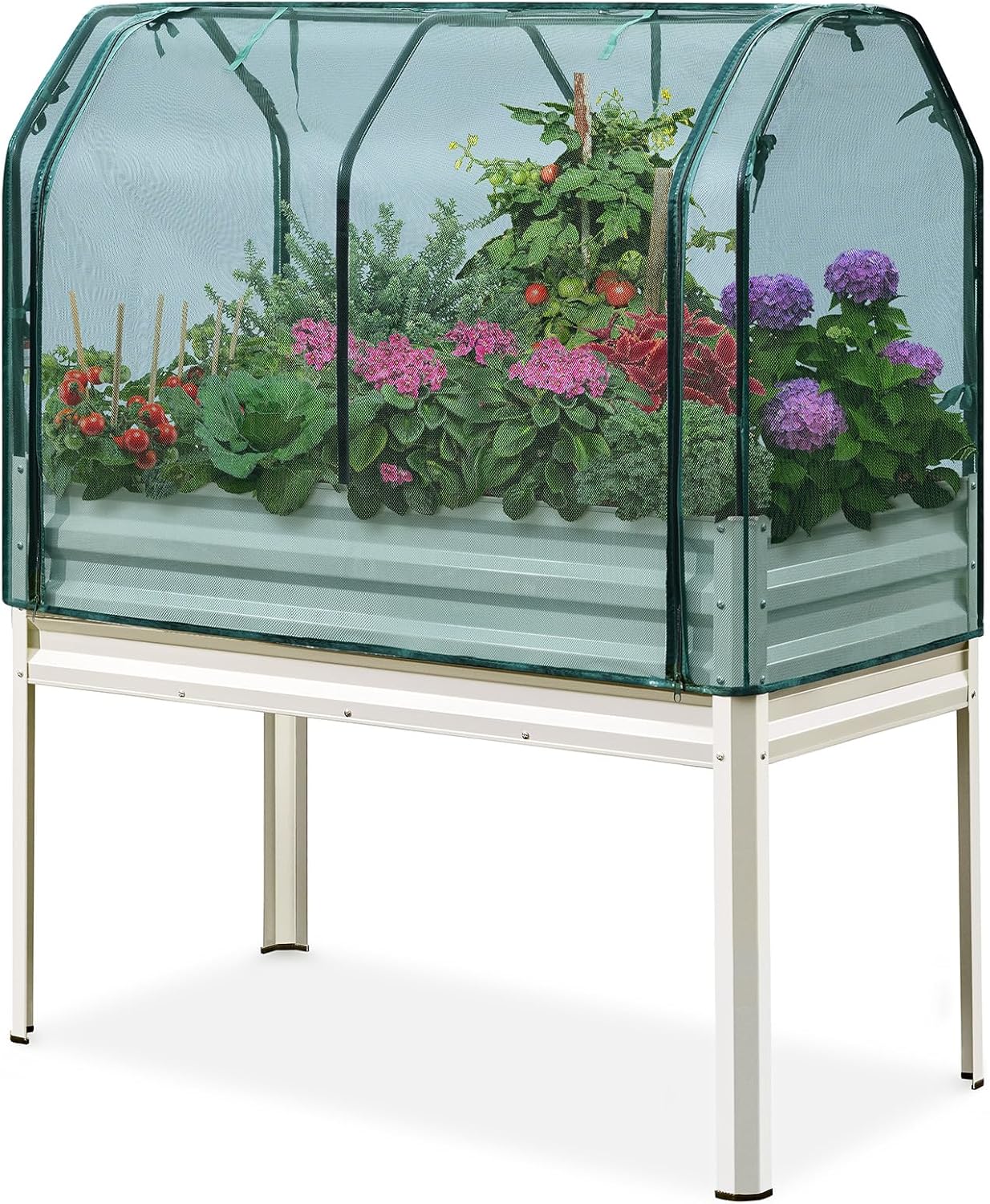 KING BIRD Large Raised Garden Bed with Netting for Easy Gardening