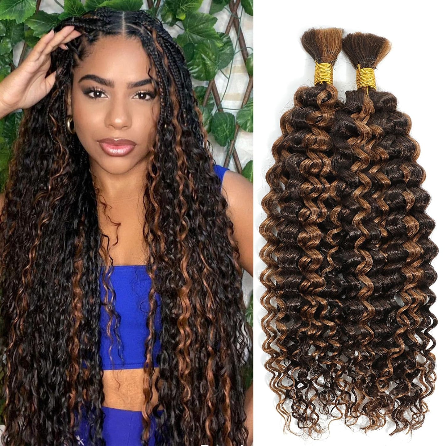 DMKEEP Highlight Bulk Human Hair for Braiding 20 Inch P4/30