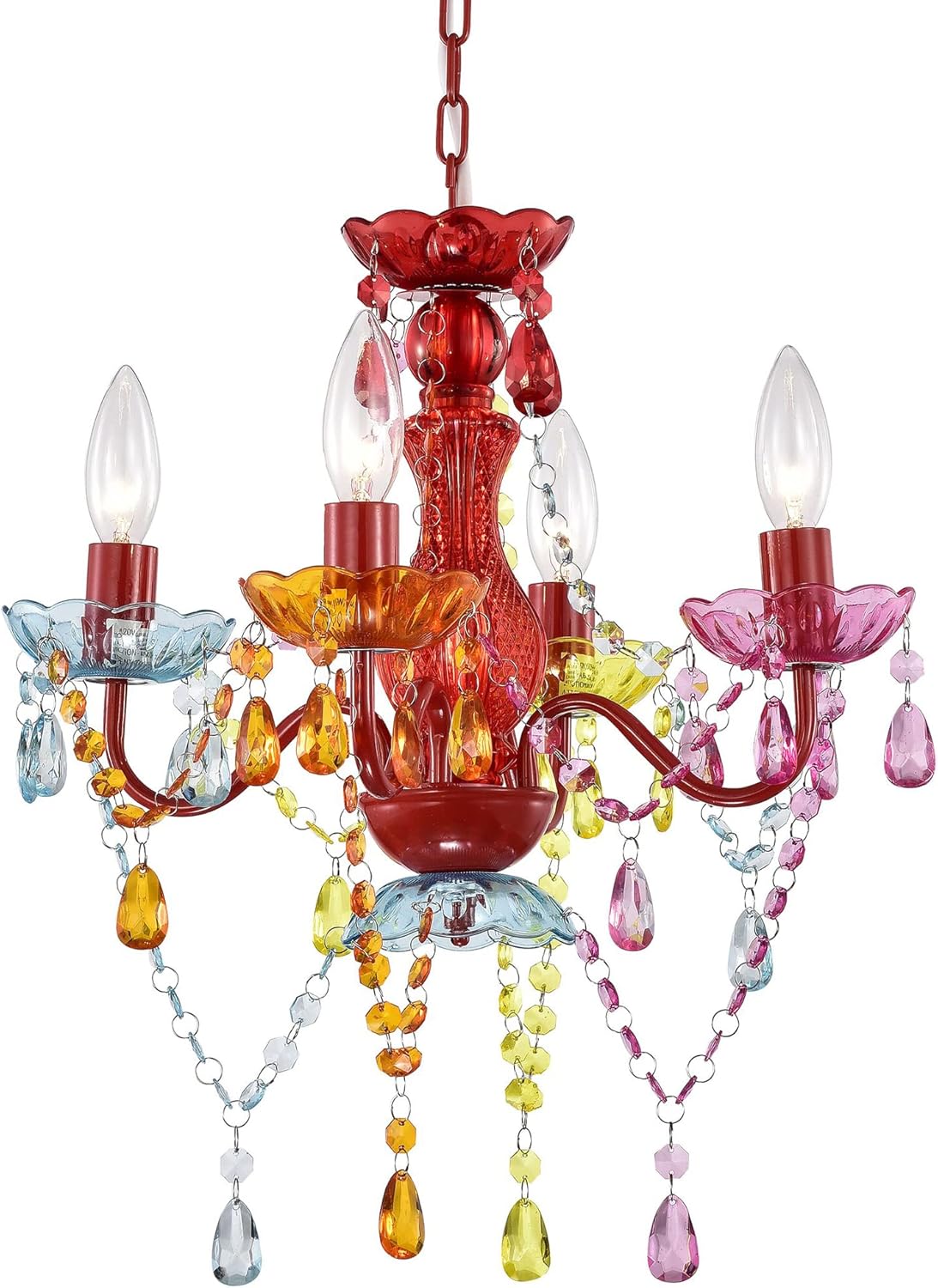 Mini Crystal Chandelier with Colorful Acrylic Crystals for Home