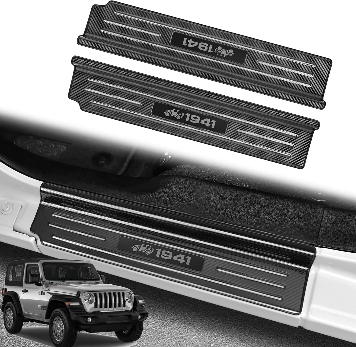 2PCS Door Sill Protector for Jeep Wrangler JL JLU & Gladiator JT