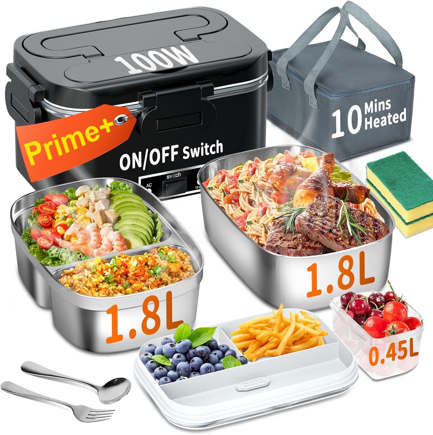 Electric Heated Lunch Box for Adults - Fast 3-IN-1 Food Warmer