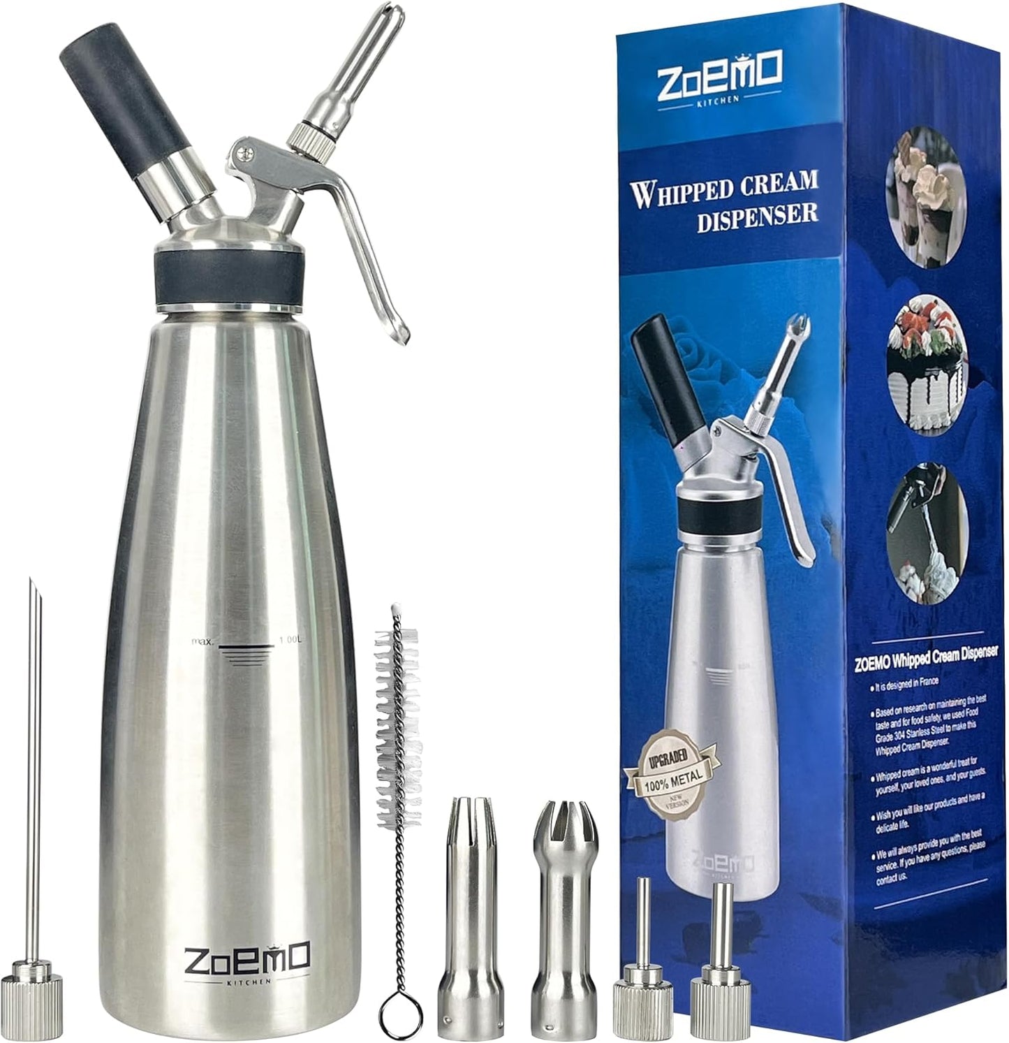 Professional Culinary Cream Whipper - All Metal Steel Dispenser
