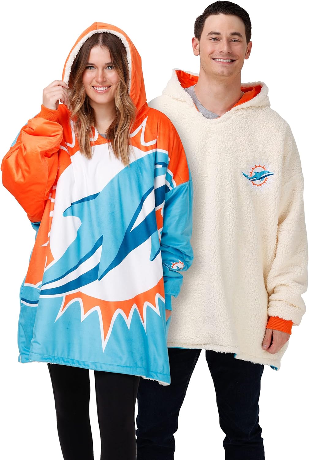 NFL Team Logo Reversible Oversized Sherpa Hoodie Sweatshirt