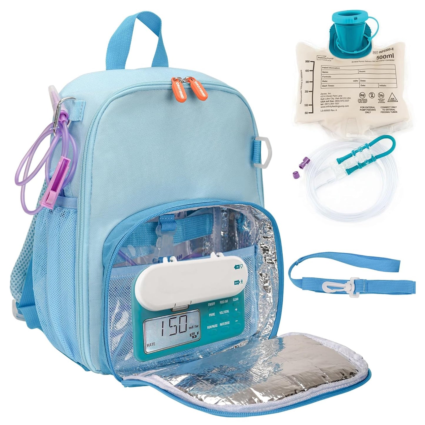 Feeding Tube Backpack for 500ml Bag and Enteral Feeding Pump