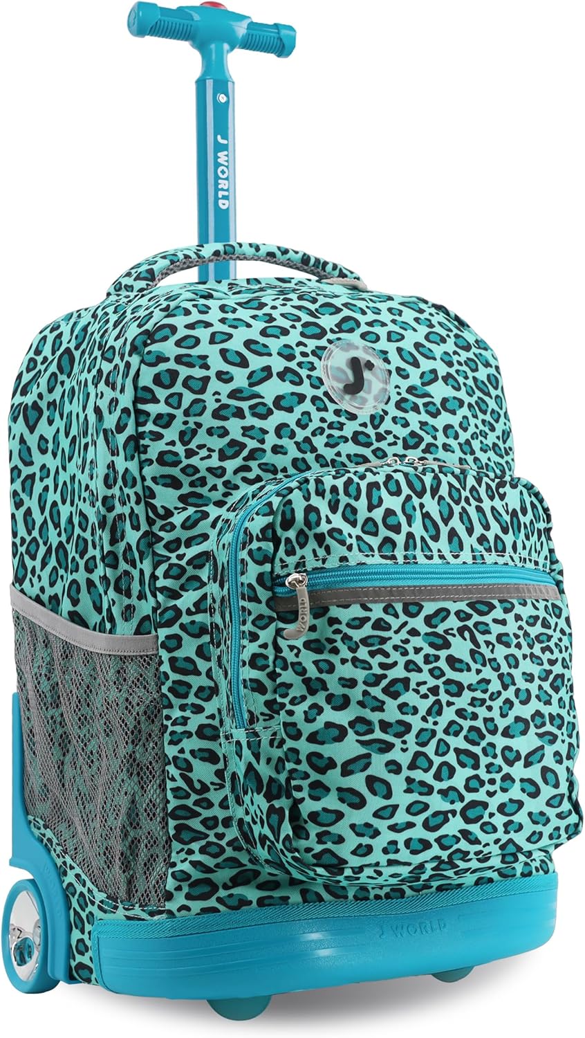 J World New York Sunrise Kids Rolling Backpack for School