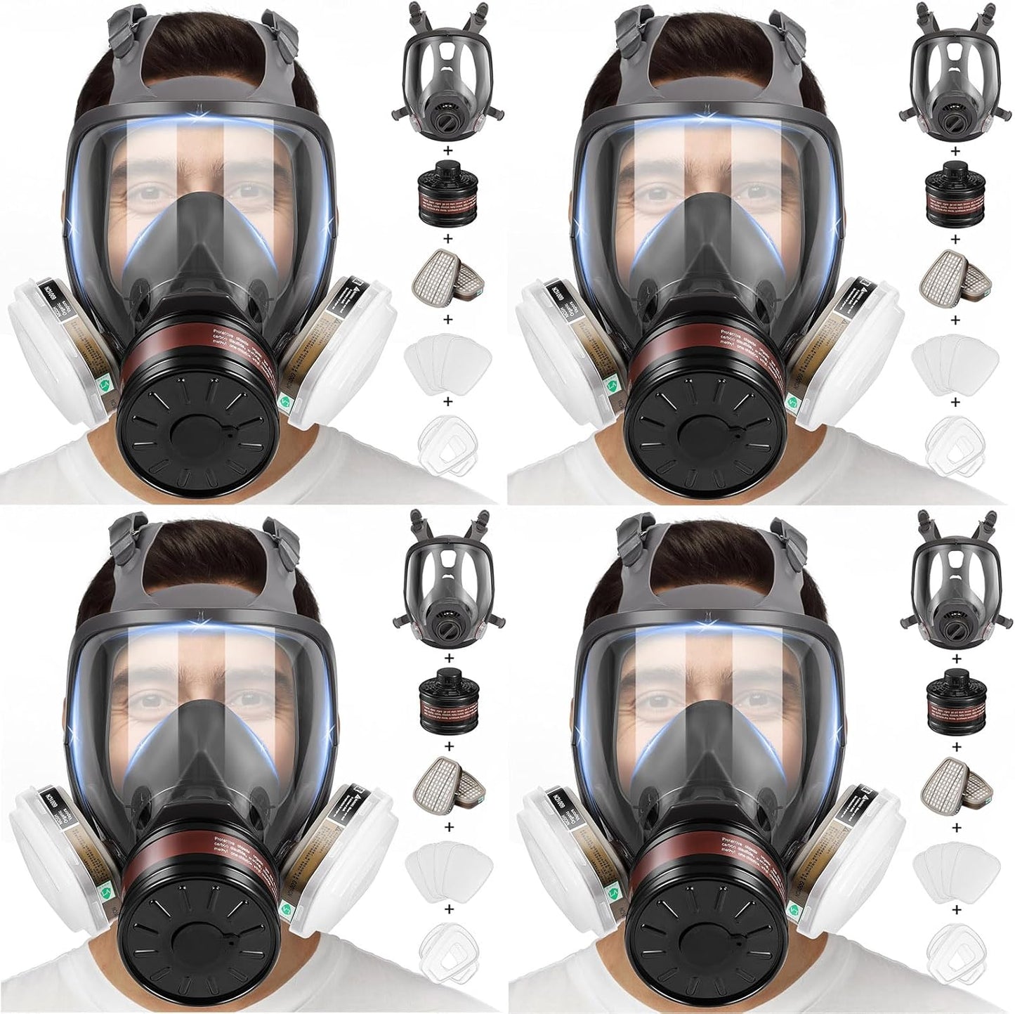 Full Face Respirator Mask with Activated Carbon Filters for Safety