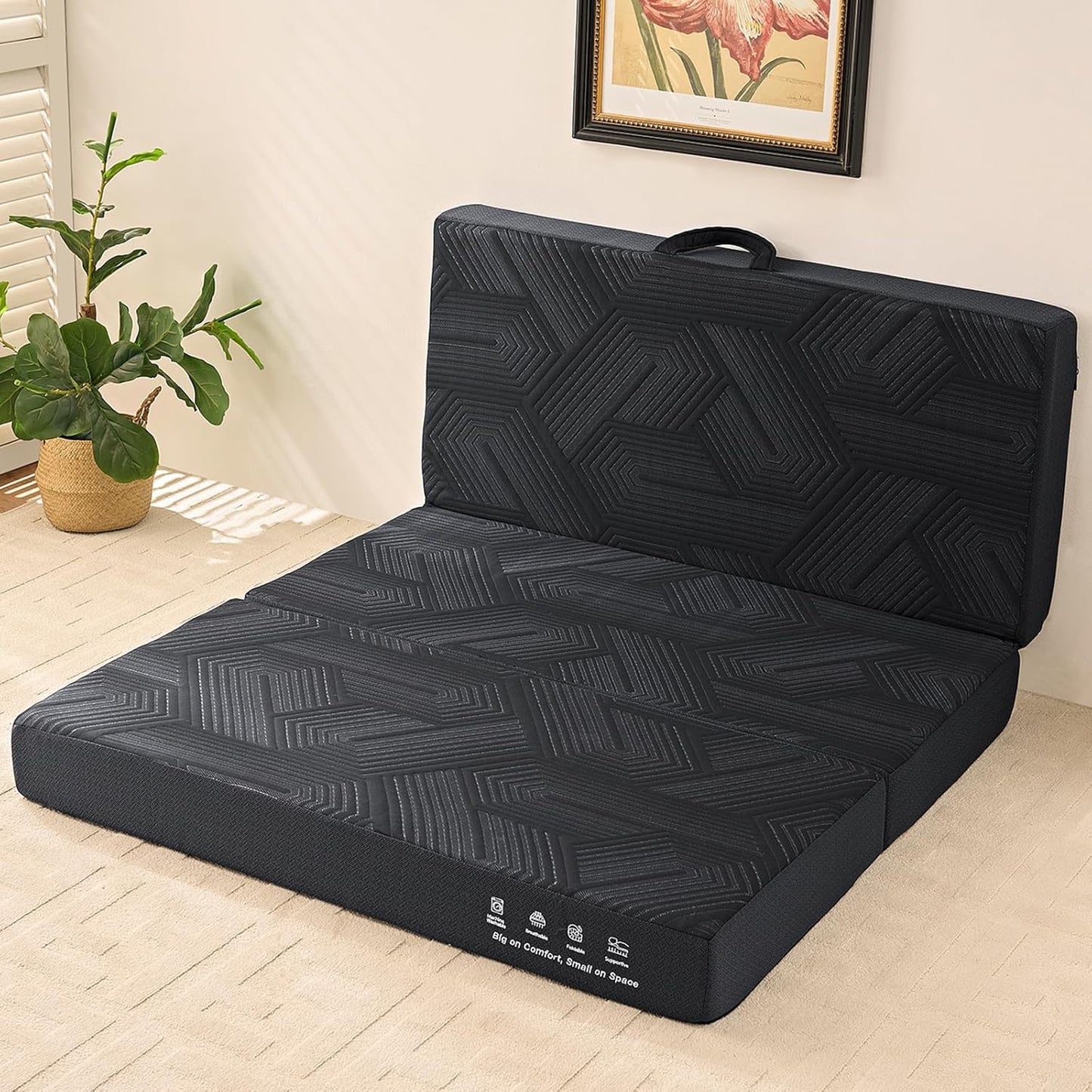 4 Inch Memory Foam Tri-Fold Mattress for Comfortable Sleep