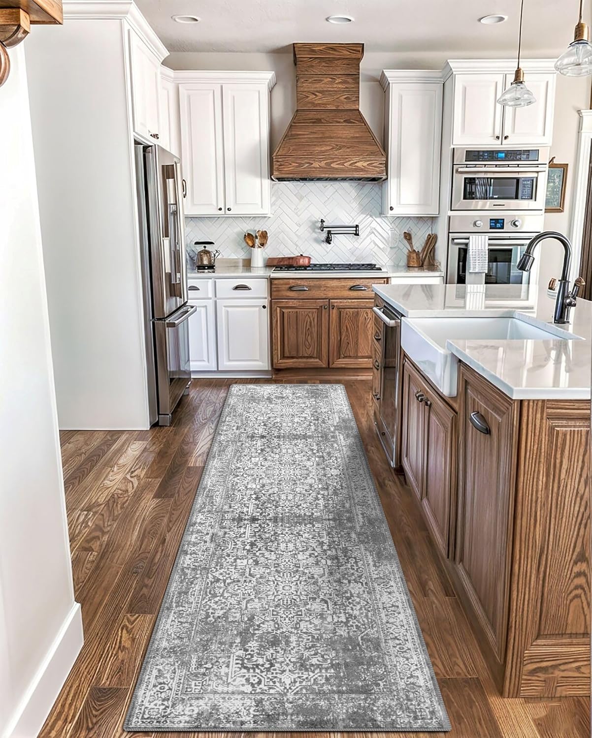 Vintage Washable Non-Slip Runner Rug for Hallways and Entryways