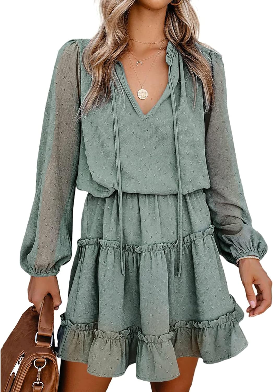 BTFBM Long Sleeve Fall Dresses for Women - Casual Mini Dress