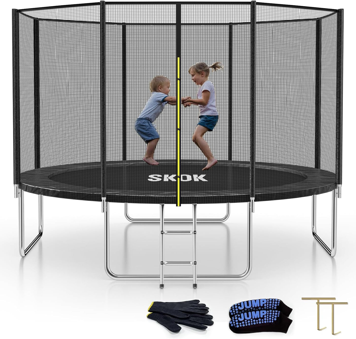 SKOK Trampoline 12FT with Enclosure Net for Family Fun