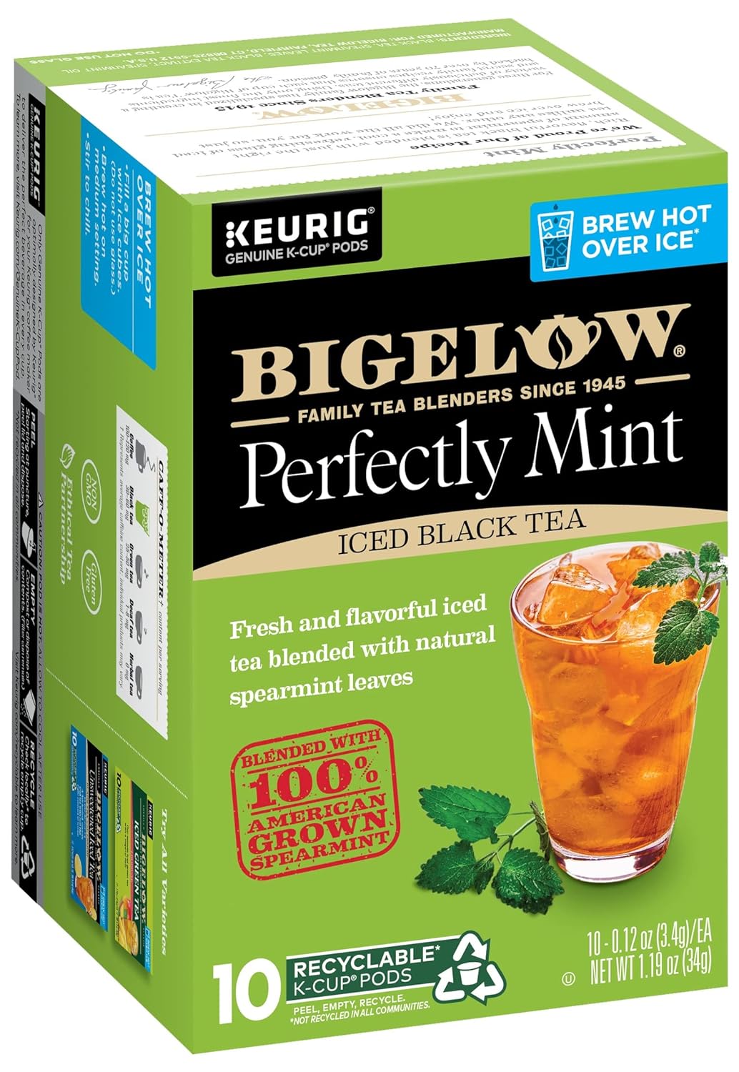 Bigelow Tea Unsweetened Perfectly Mint Iced Black Tea Pods