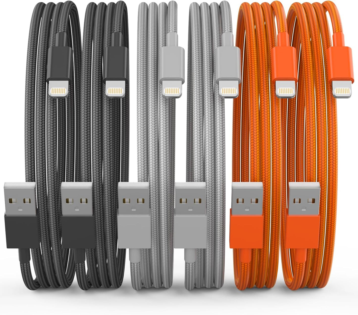 Fast Charge 6-Pack Apple MFi Certified Lightning Cables - Multicolor