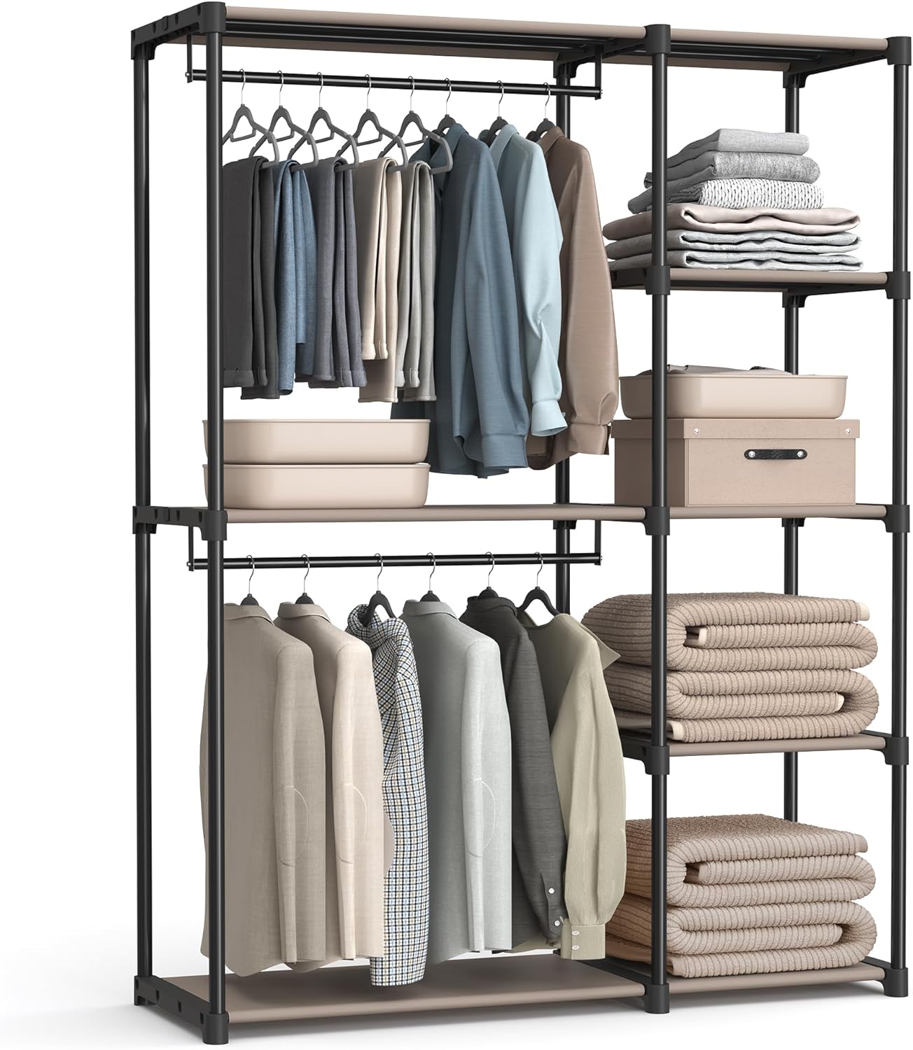 SONGMICS Portable Closet Organizer with Shelves and Rods