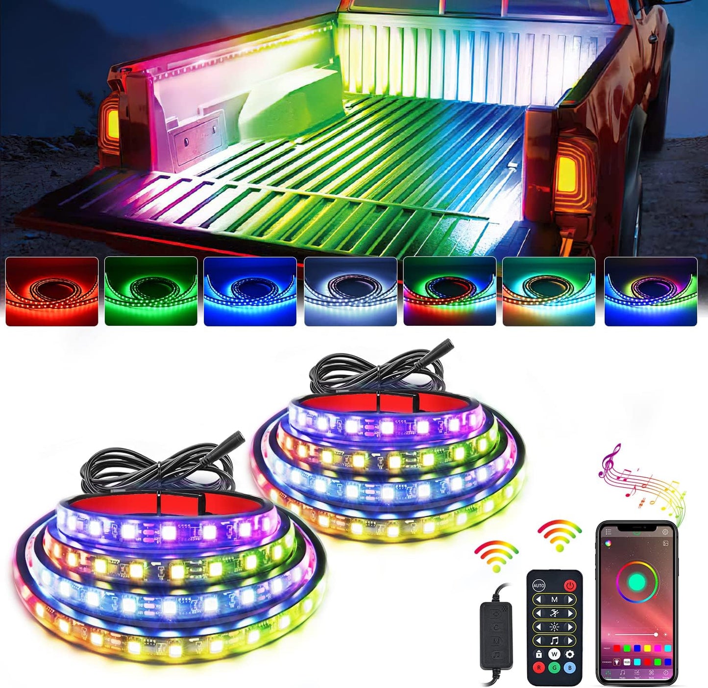 Nilight Truck Bed Light Strip RGB-IC LED Bar for Pickup Use