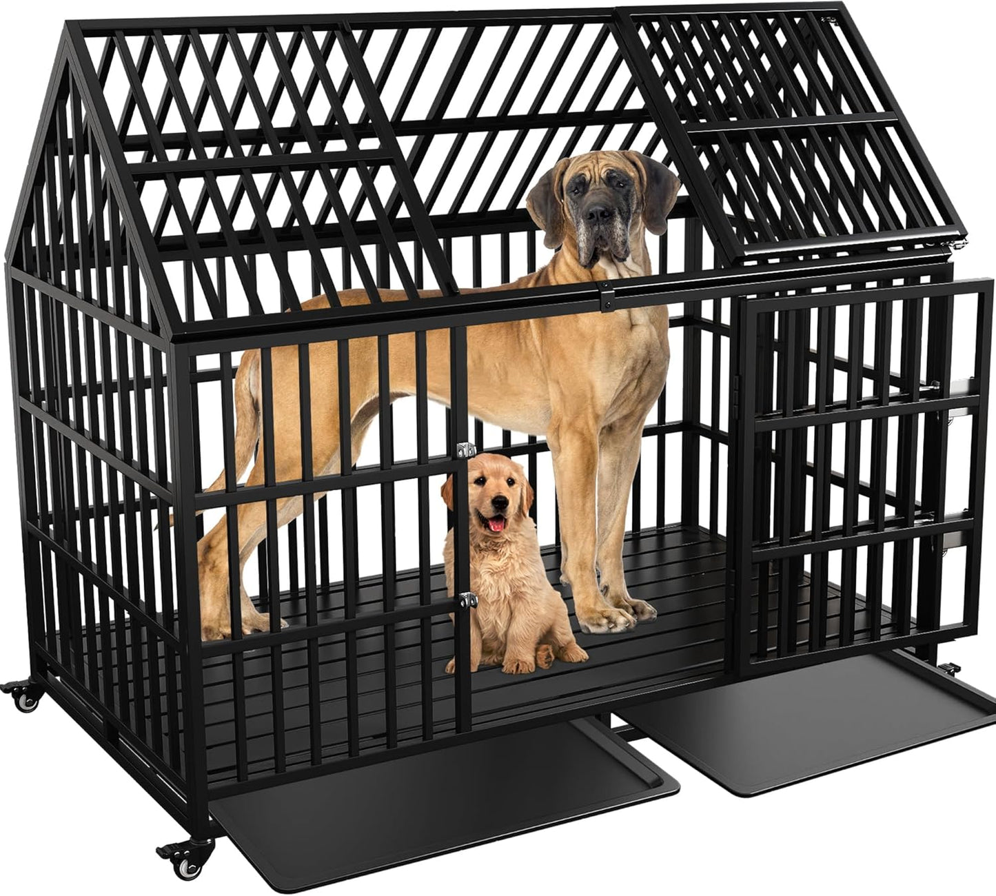 Heavy Duty Dog Crate for XL Large Pets with Lockable Wheels