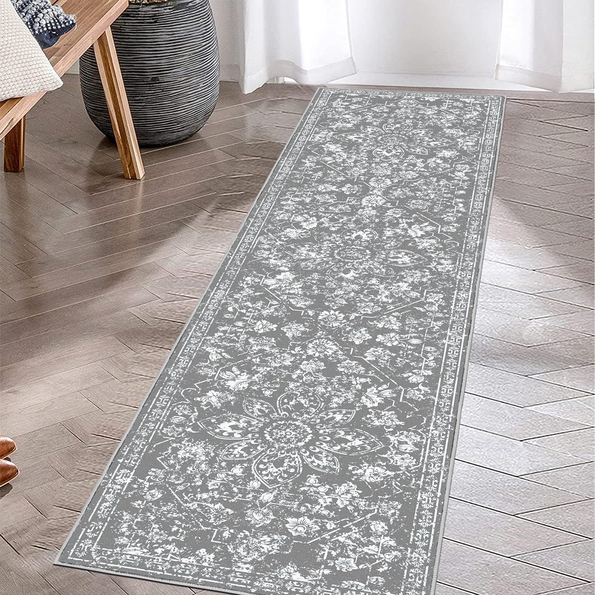 Pauwer Vintage Runner Rug - Non-Slip, Washable Hallway Accent