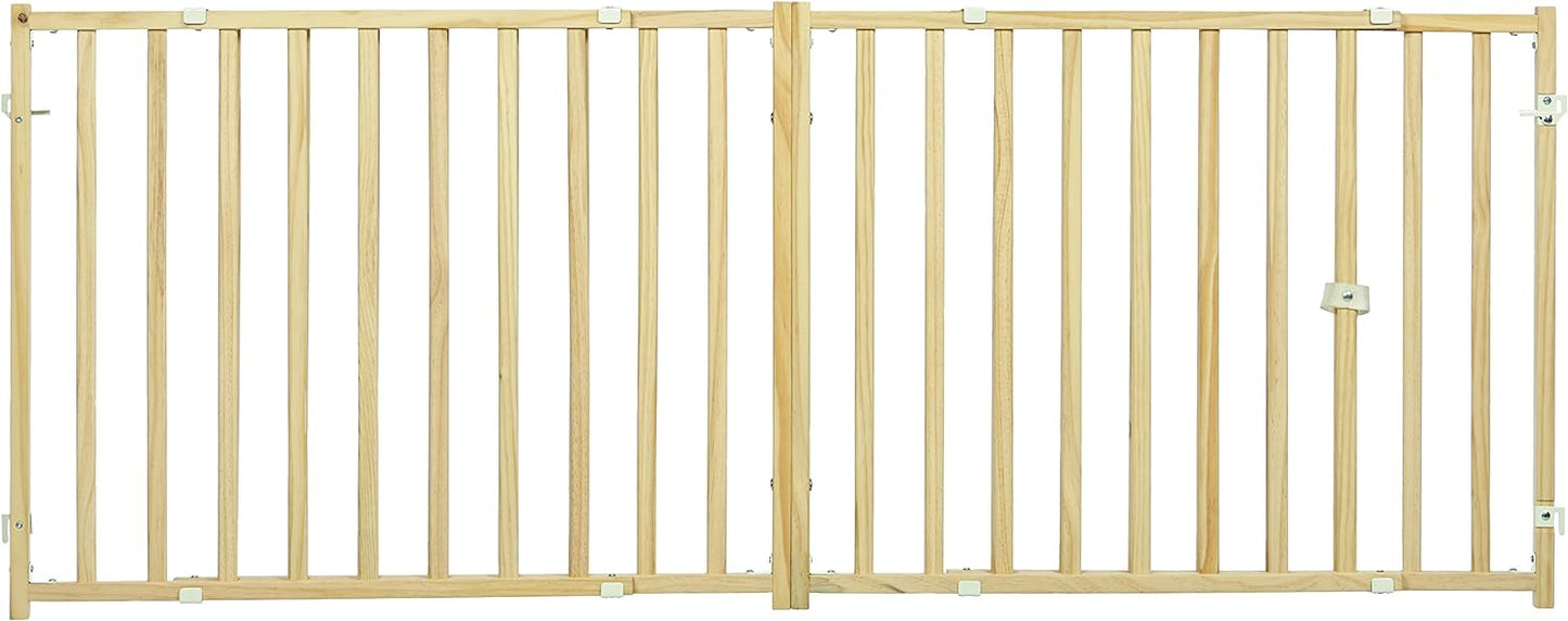 Midwest Extra-Wide Wooden Dog Gate - Expandable 50-94 - Natural Wood