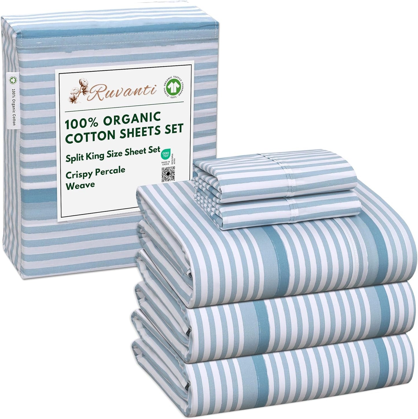 100% Organic Cotton Sheets Split King Set for Ultimate Comfort