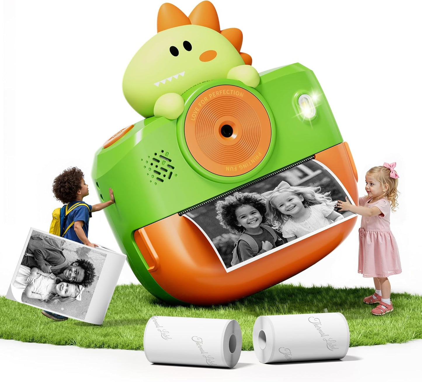 Dinosaur Camera for Kids with Instant Print and Bluetooth Fun