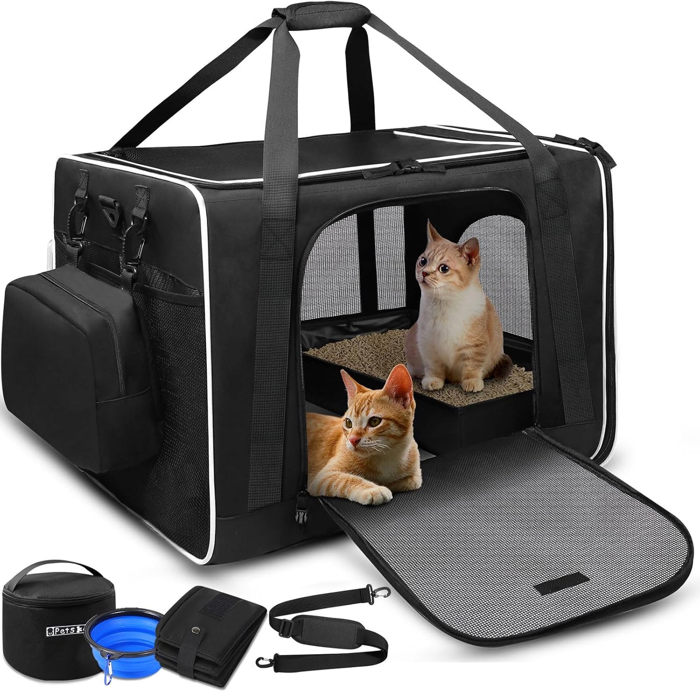 Extra Large Cat Carrier with Litter Box for Safe Travel