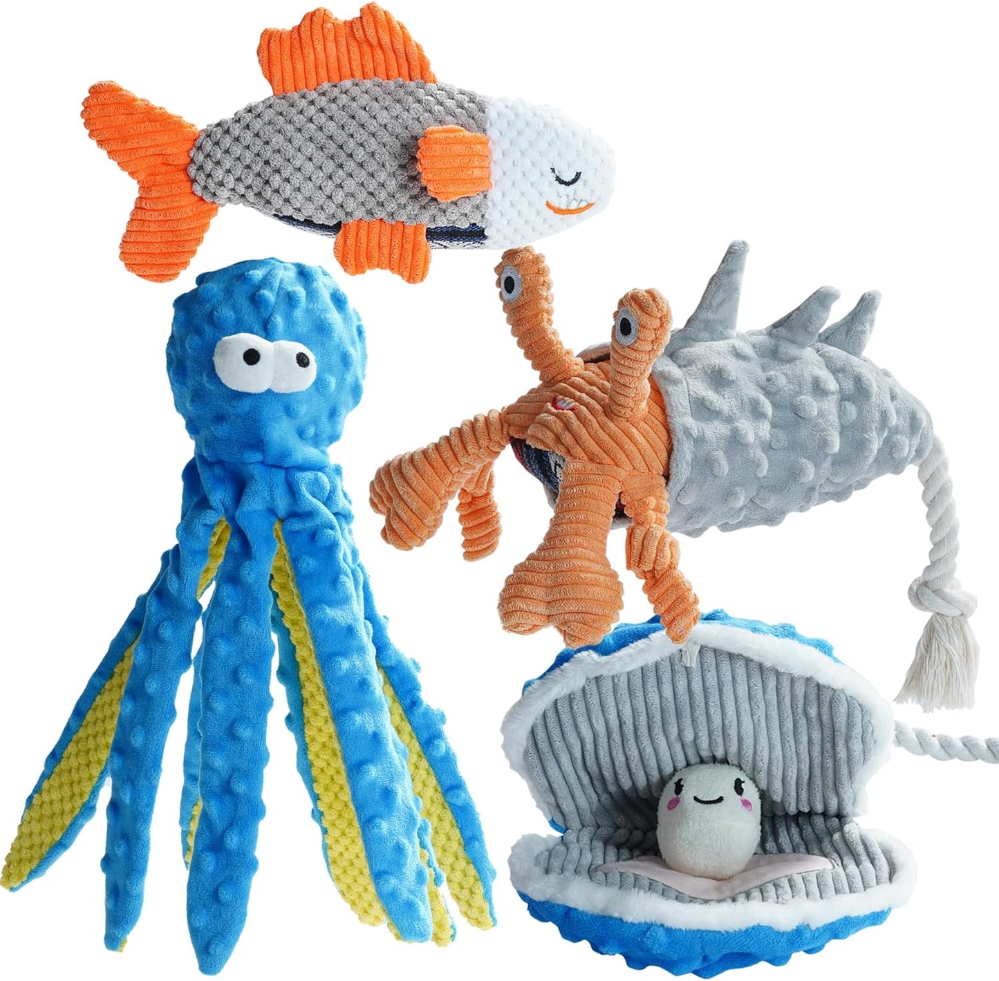 Interactive Ocean Dog Toy Set for Aggressive Chewers