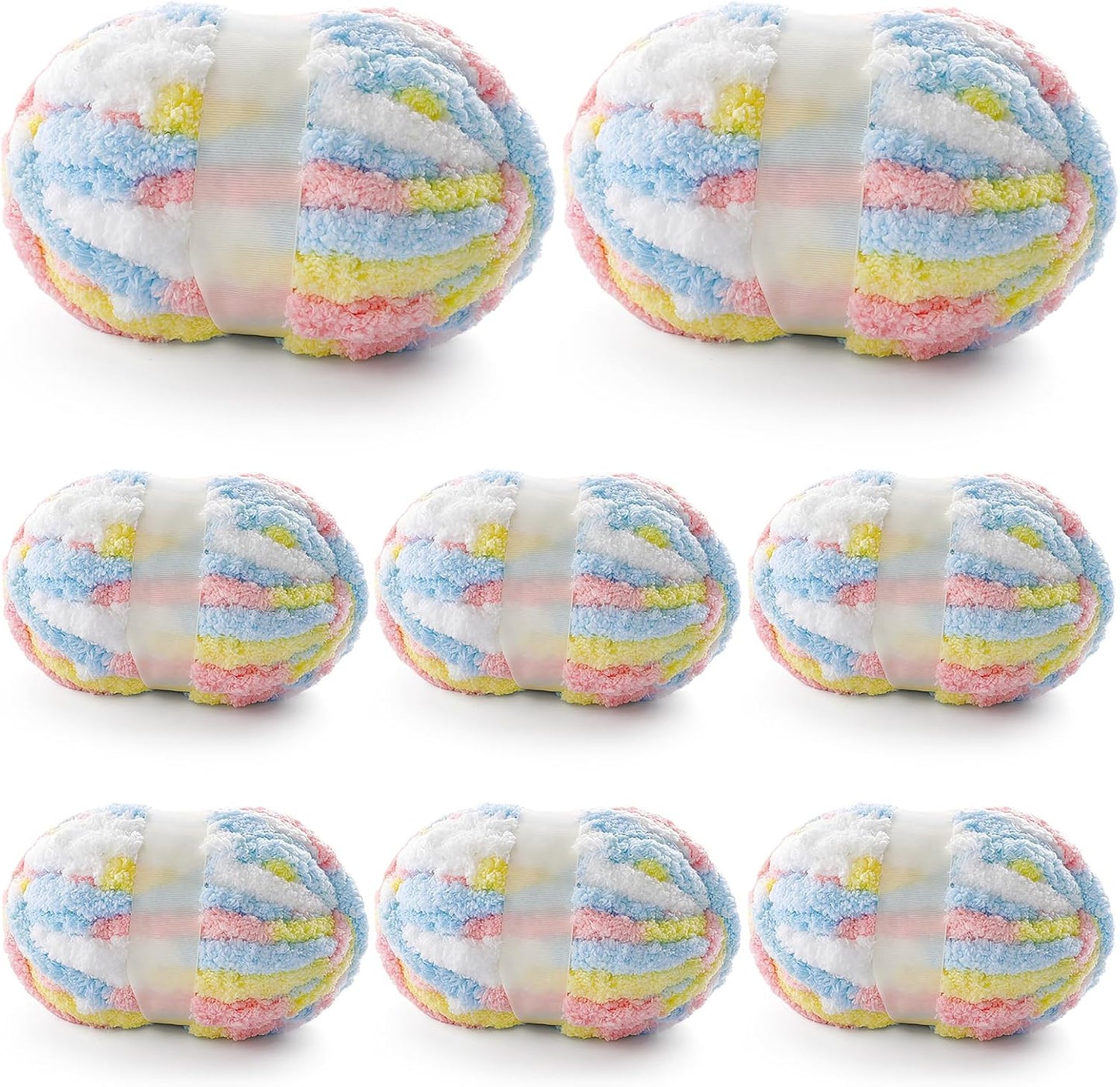8 Pcs Chunky Yarn for Hand Knitting - Super Bulky Chenille Yarn
