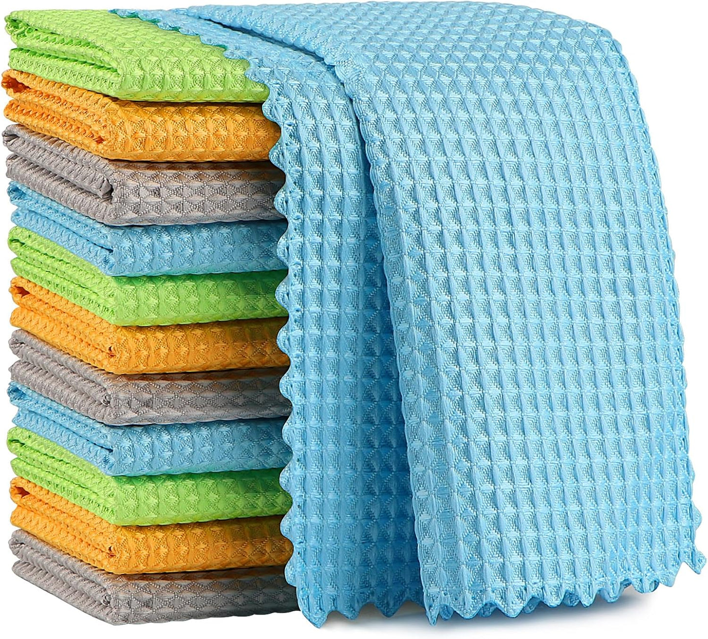 AIDEA 12PK Lint-Free Microfiber Glass Cleaning Cloths: Ideal for Polishing Stainless Steel, Cars, Windows
