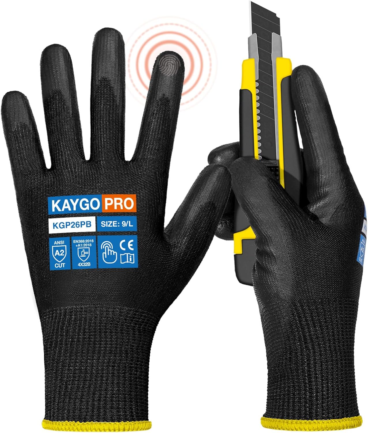 KAYGO Cut Resistant Gloves with Touchscreen for Safety Work