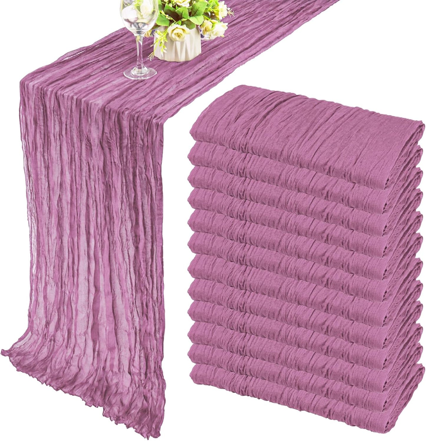 12 Pack 10Ft Cheesecloth Table Runner for Elegant Events
