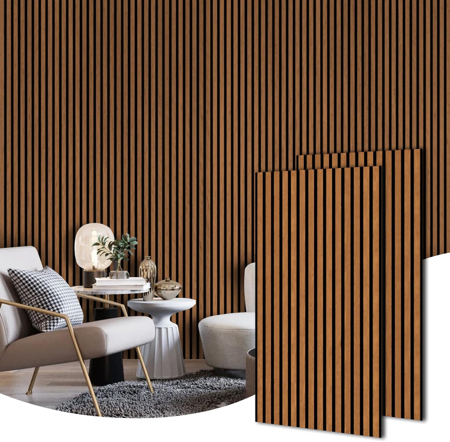 HOURIA 2Pcs Wood Slat Acoustic Panels for Soundproofing Decor