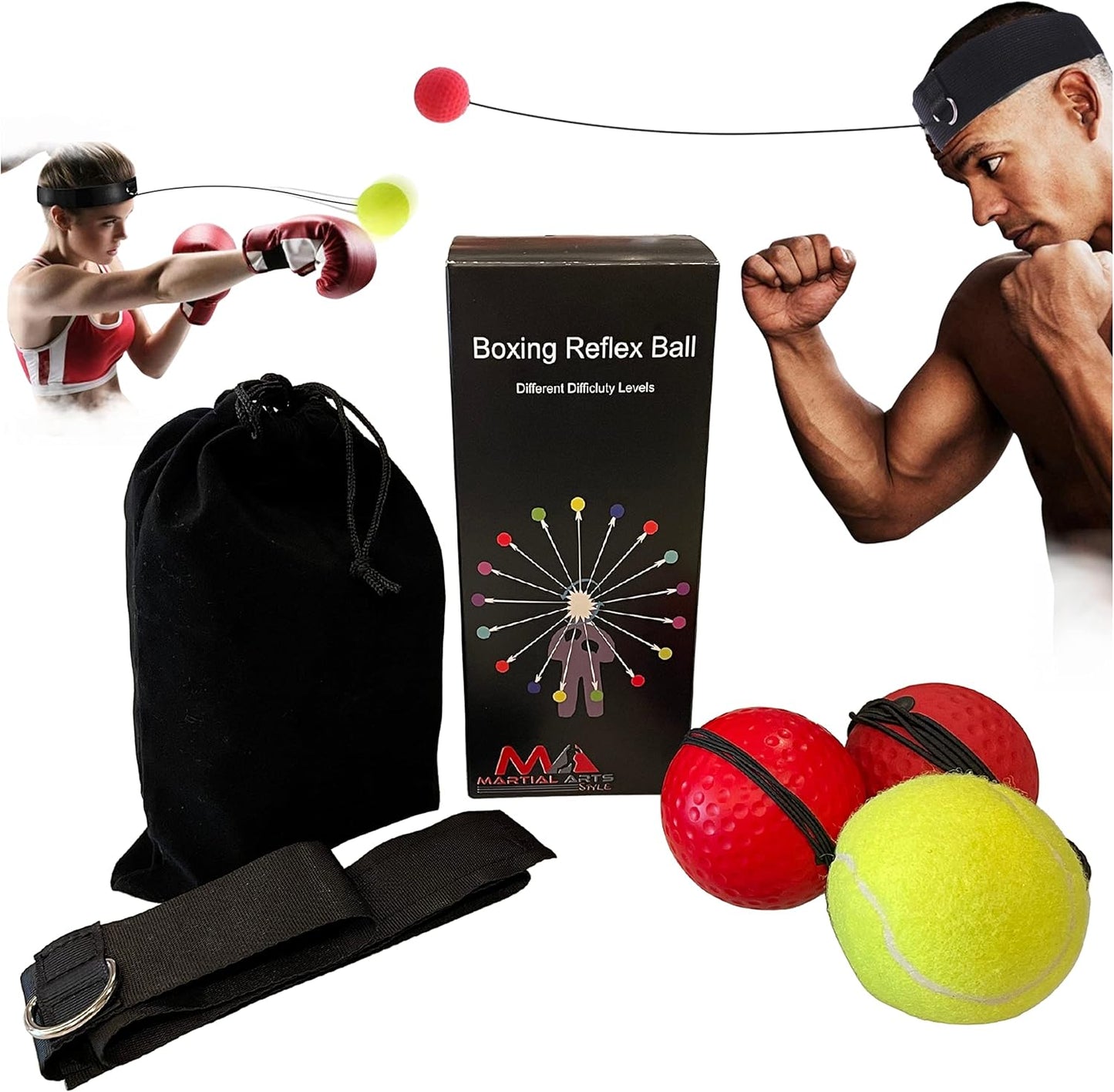 MA Martial Arts Reflex Ball Headband - Speed & Precision!