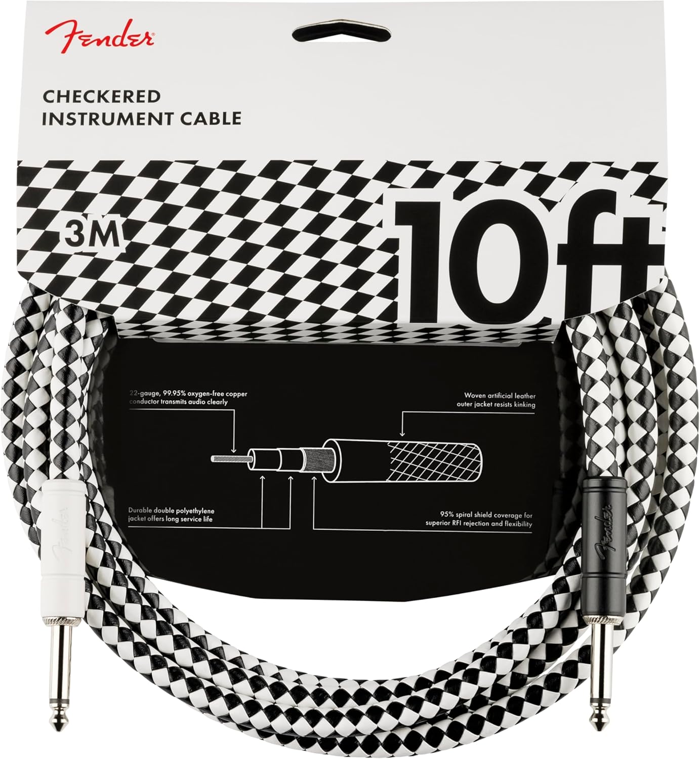 Fender Professional Series Checkerboard Guitar Cable, 10ft: Unbeatable Quality!