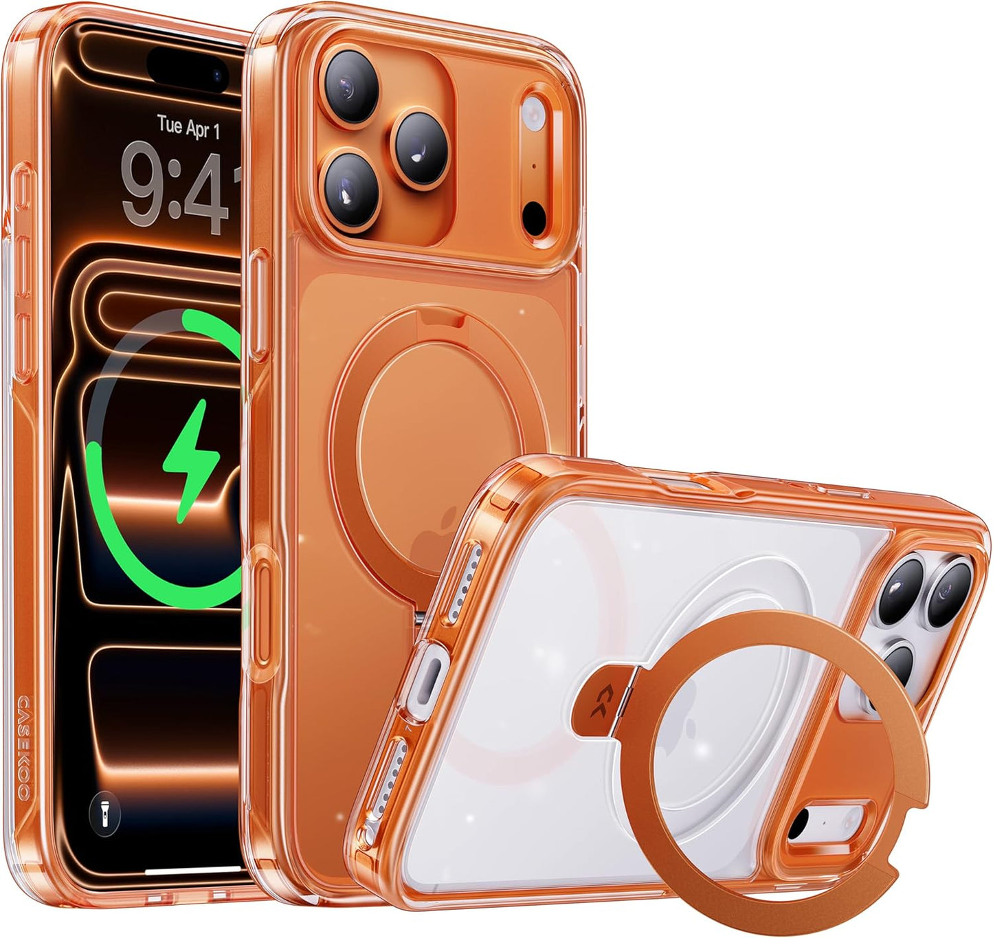 CASEKOO Cosmic Orange iPhone 17 Pro Max Case with Stand