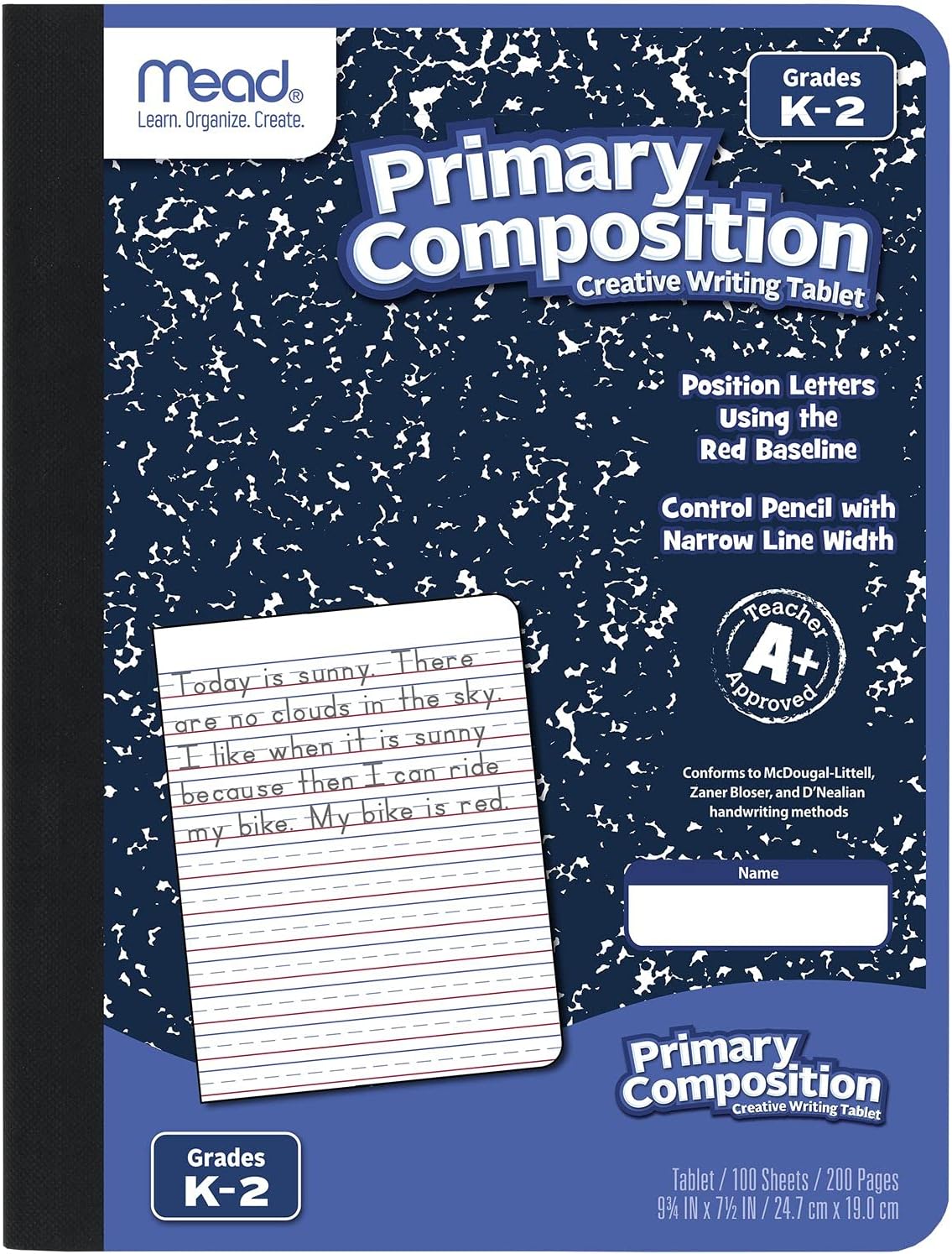 Mead Primary Composition, Wide Ruled, Grades K-2 Writing Workbook - Blue Marble