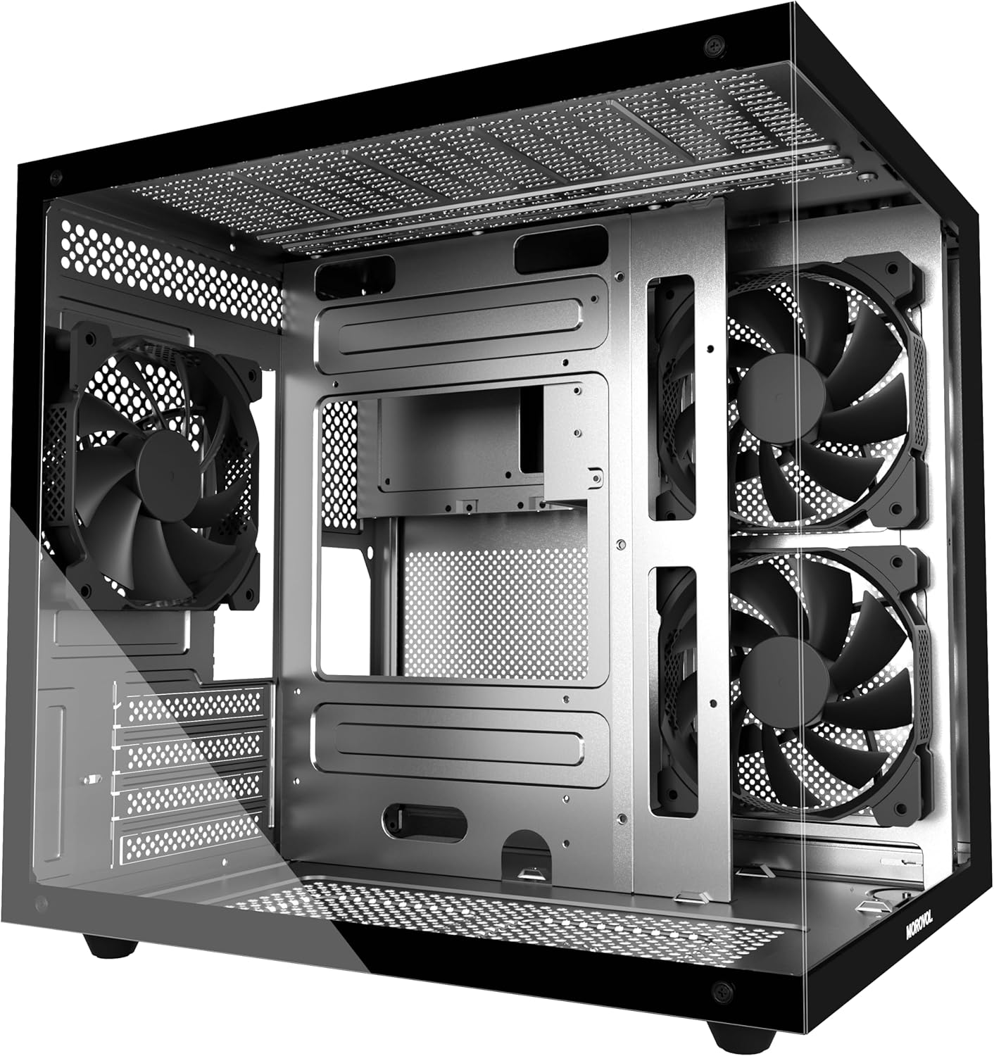MATX PC Case with 270 Panoramic Glass and 3 Fans Pre-Installed