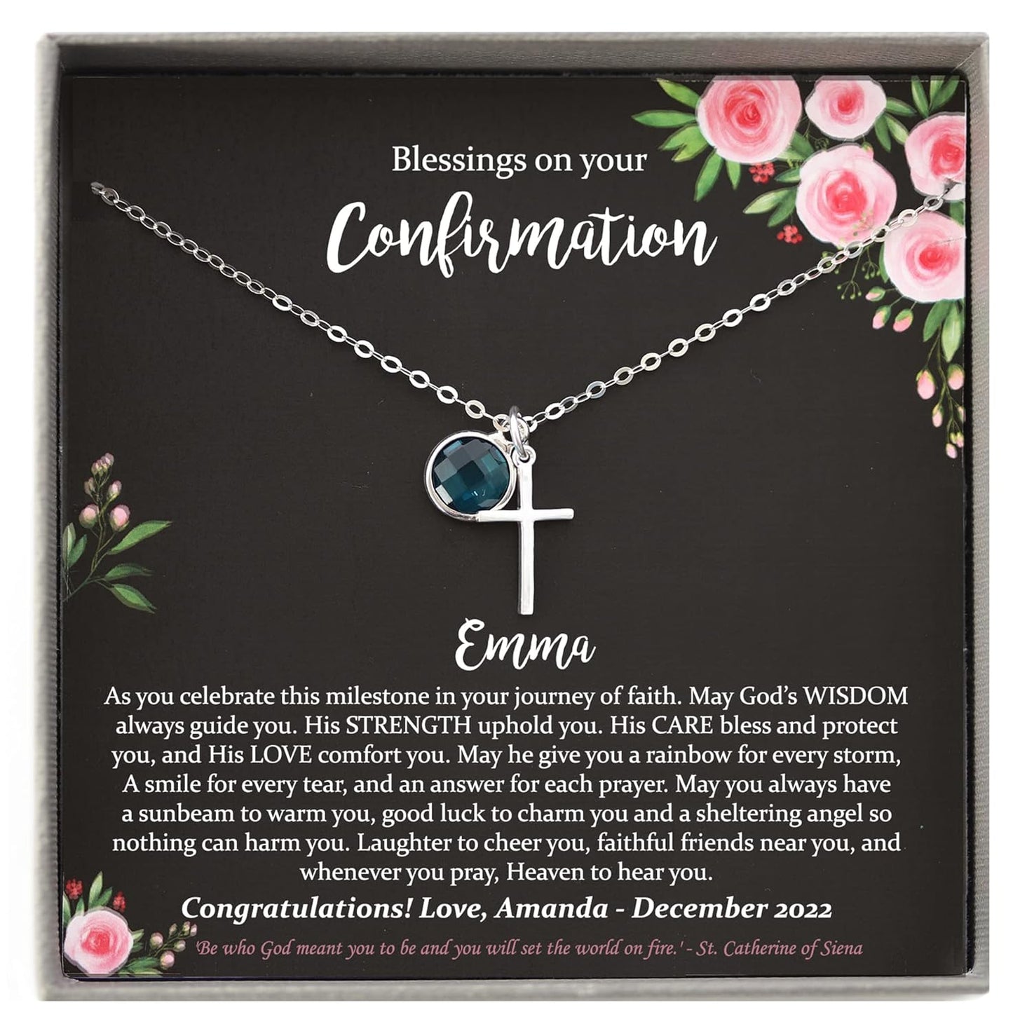 Personalized Confirmation Gifts for Teenage Girl Cross Necklace
