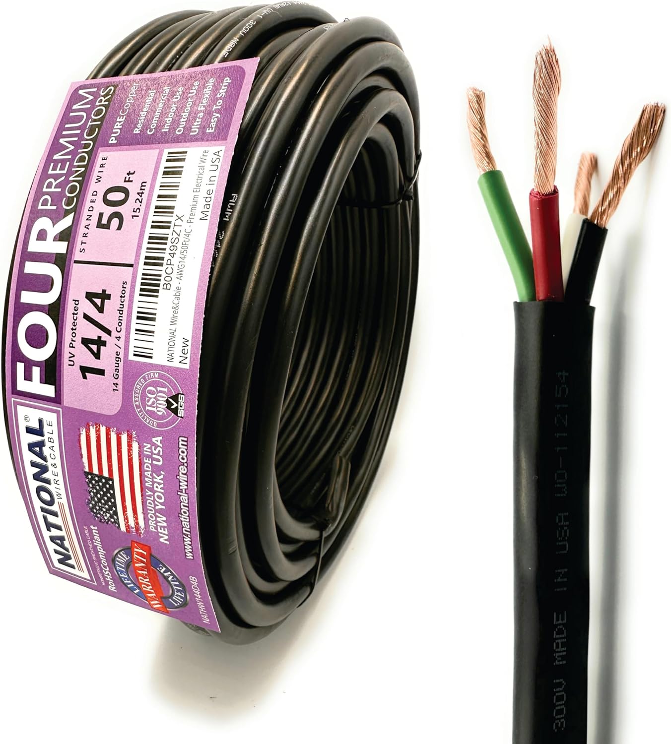 NATIONAL Wire & Cable 14 AWG 4-Conductor Copper Wire for DIY