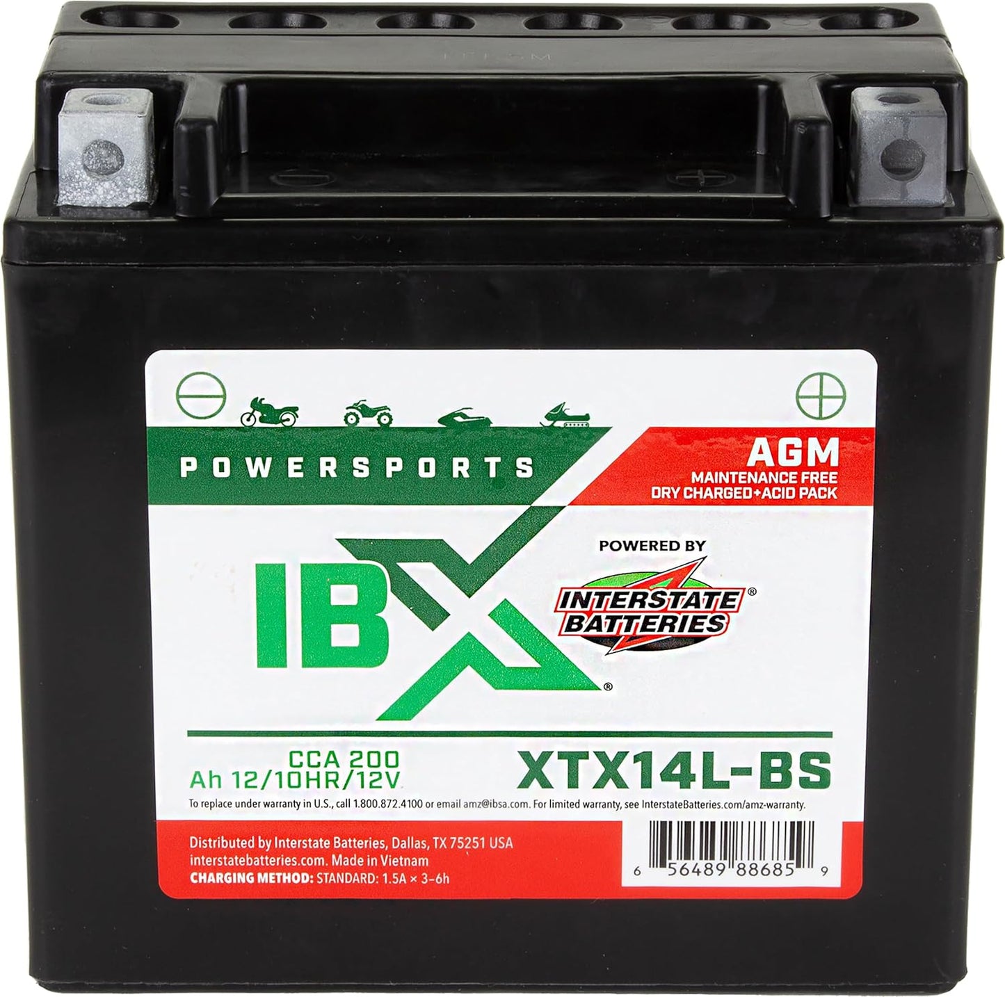 Interstate Batteries YTX14L-BS 12V 12Ah Powersports Battery