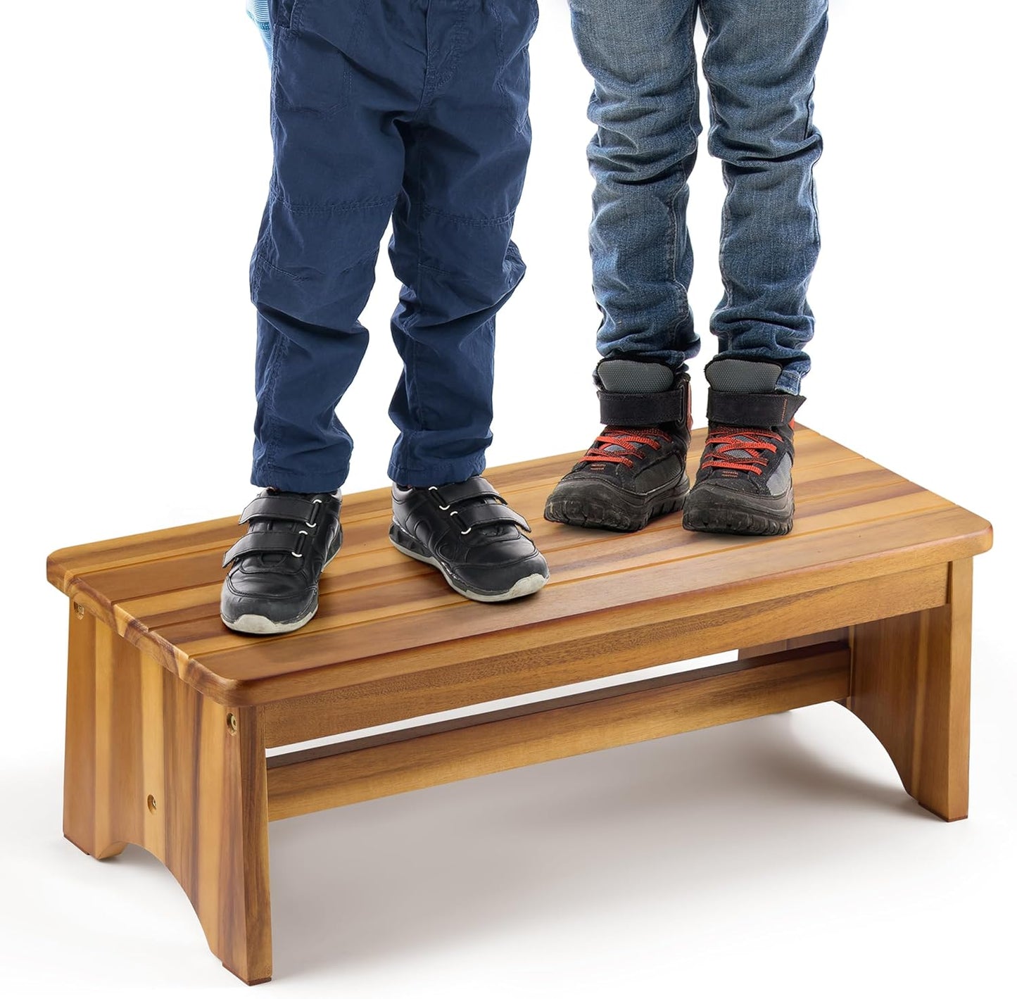 Extra Wide 26in Wooden Step Stool for Adults and Seniors