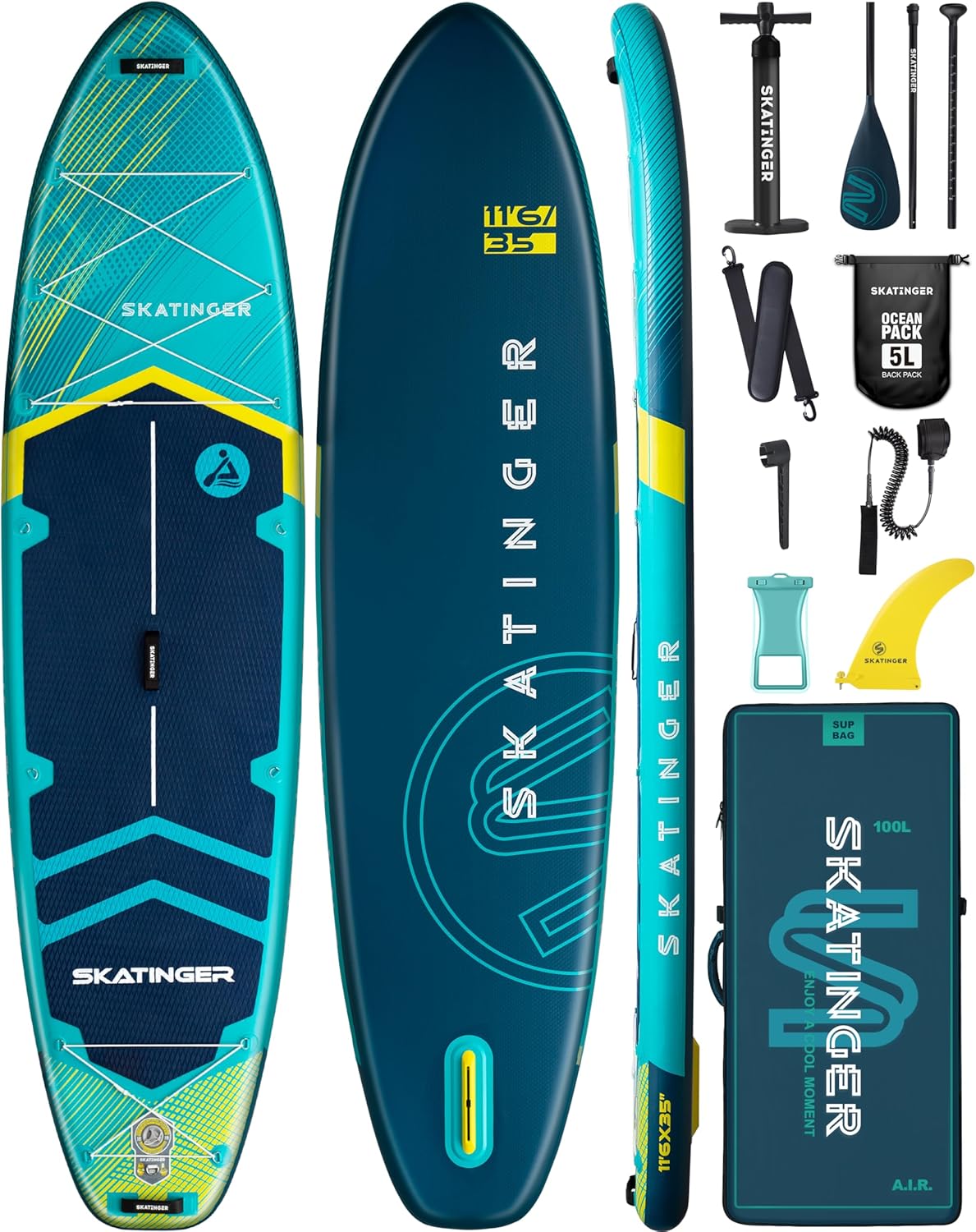 11ft 6in Super Wide Inflatable Paddle Board for Families and Fun