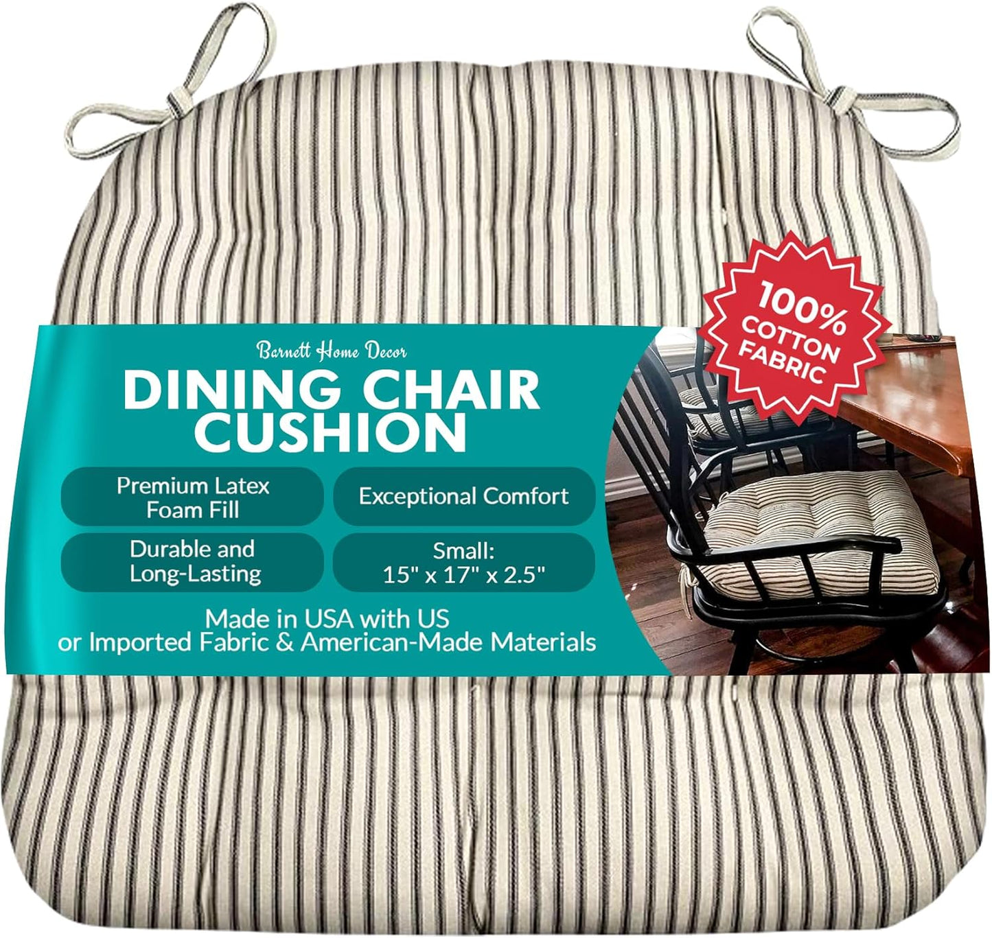 Barnett Home Decor Ticking Stripe Black Dining Chair Pad Review