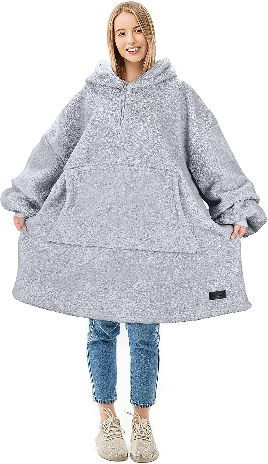 Warm Oversized Shearling Hoodie - Solaris
