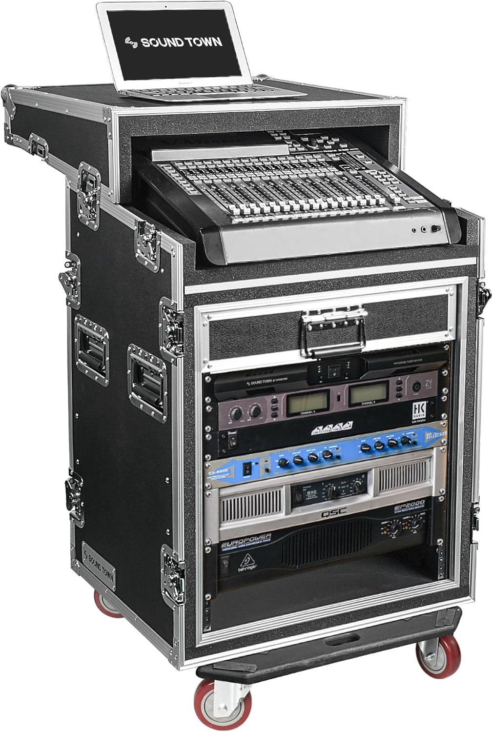 Sound Town Shock Mount 12U ATA Rack Case for Pro Musicians