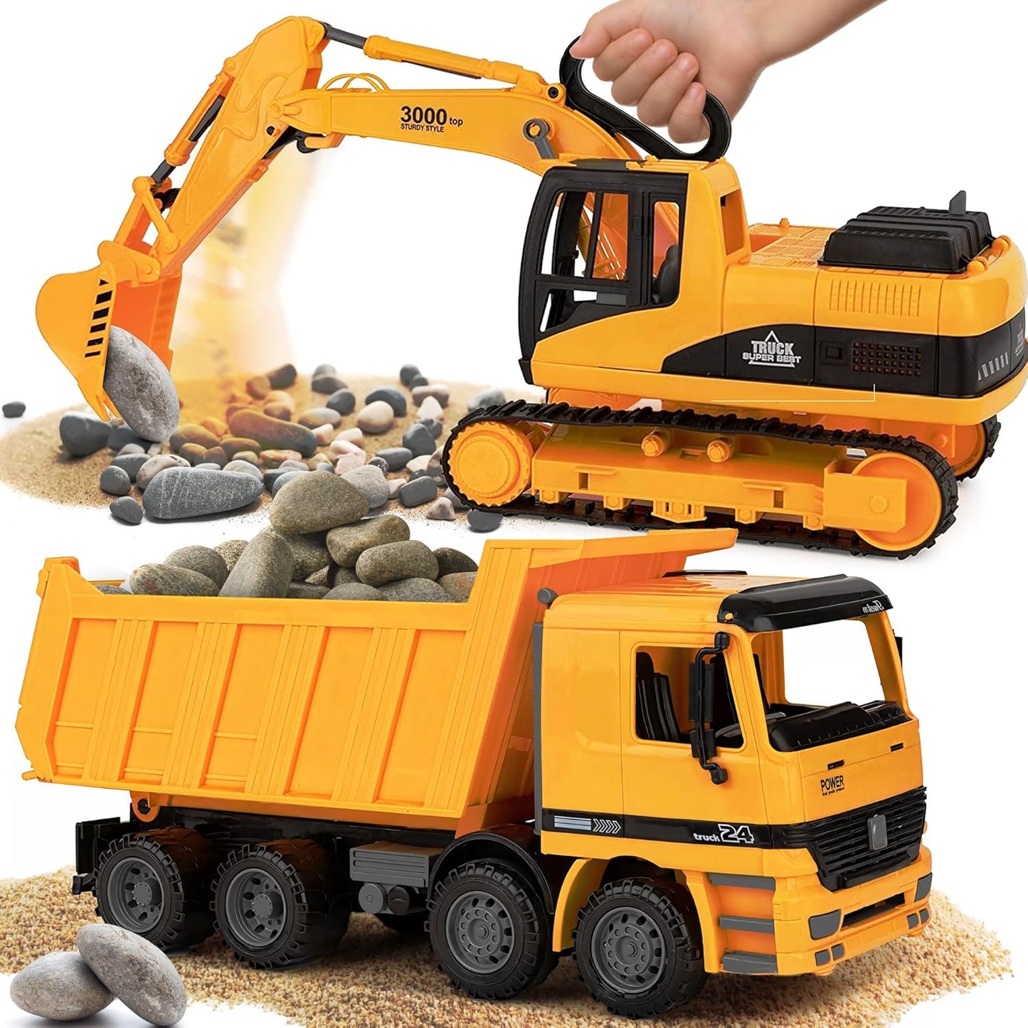 Excavator & Dump Truck Toy Set for Kids - Double the Fun